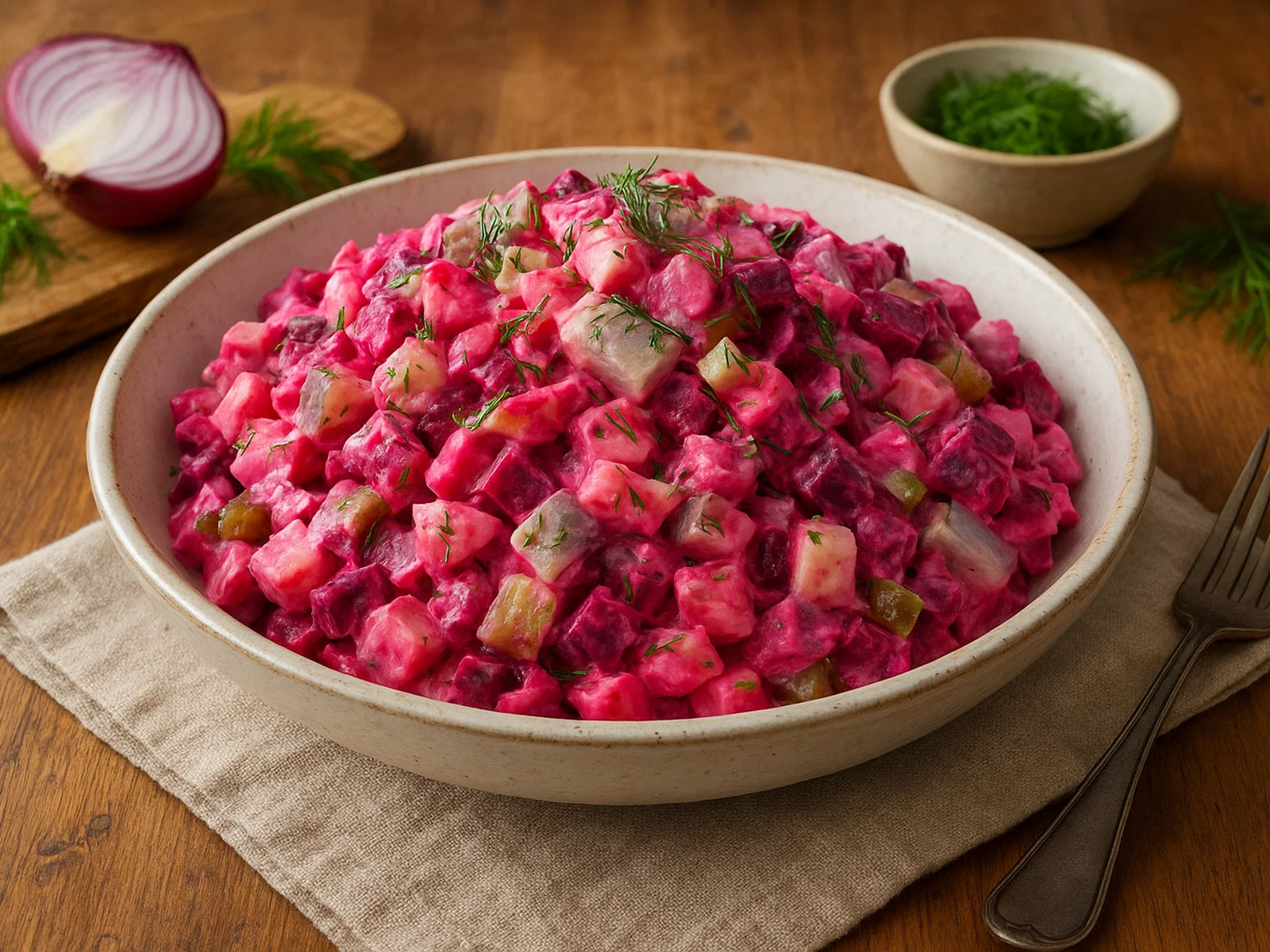 Rosolje – Estnischer Rote-Bete-Kartoffelsalat mit Hering