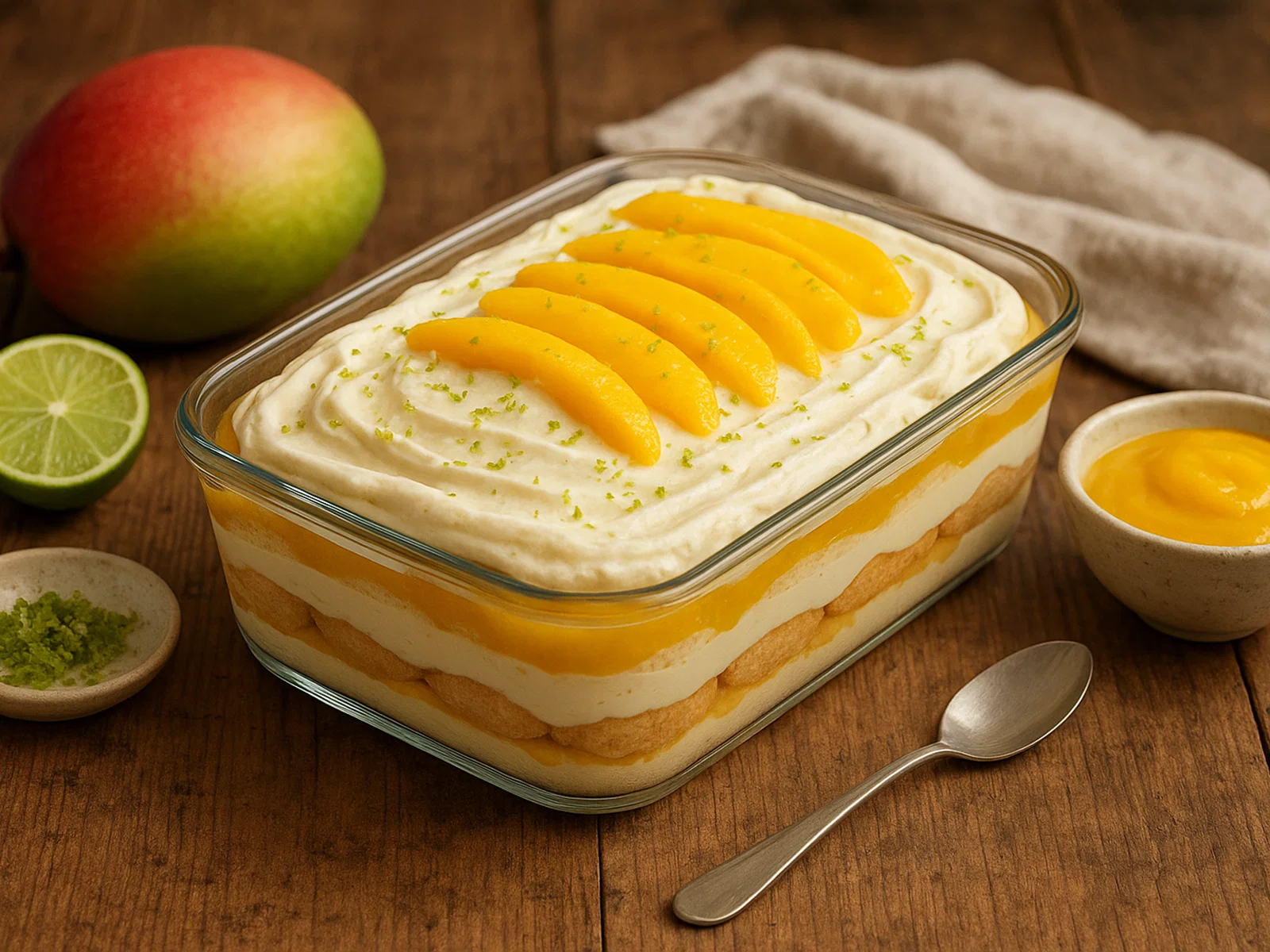 Fruchtiges Mango-Tiramisu ohne Ei