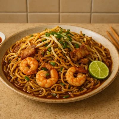Hokkien Mee – Gebratene malaiisch-singapurische Nudeln mit Meeresfrüchten