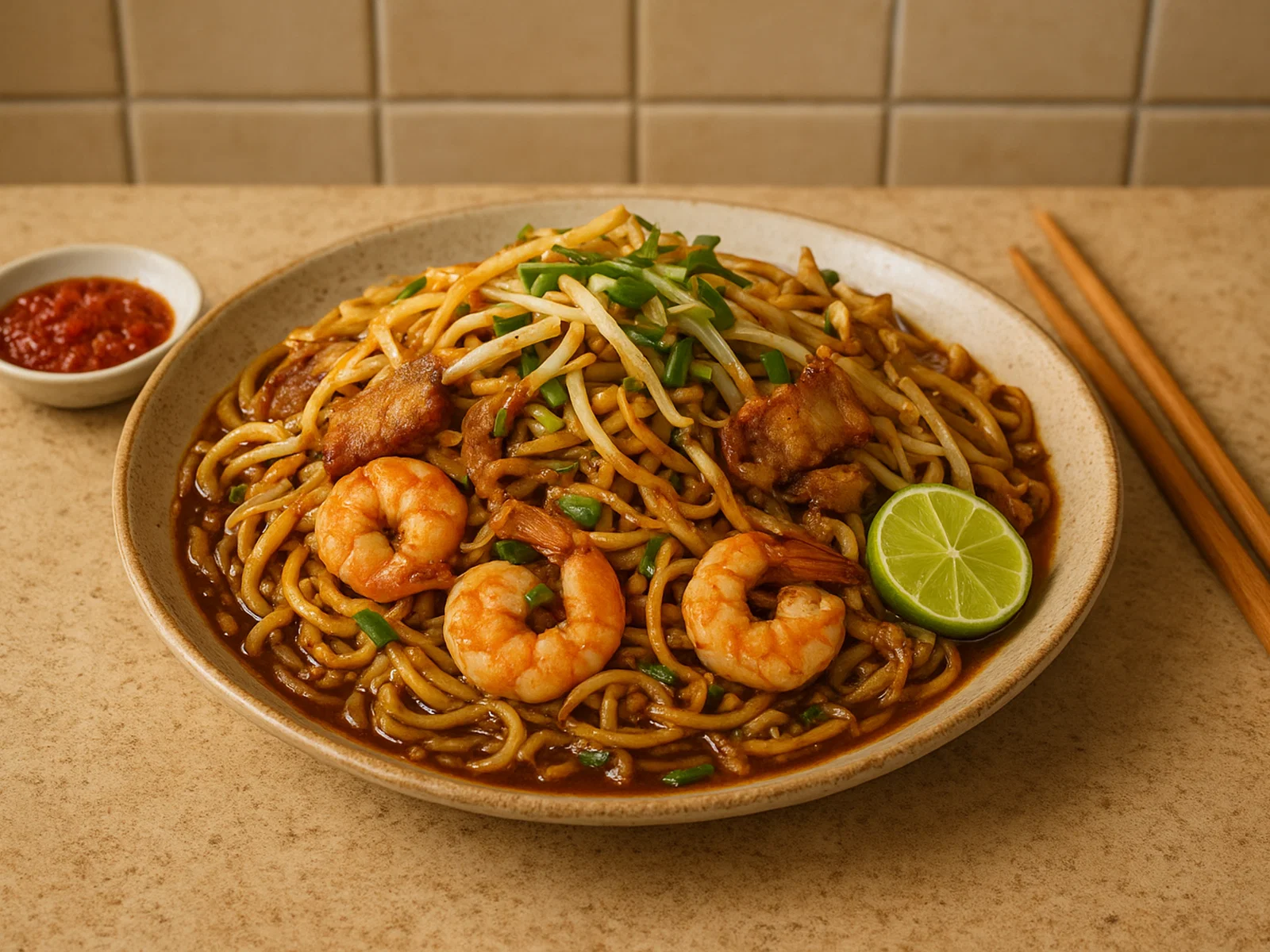 Hokkien Mee – Gebratene malaiisch-singapurische Nudeln mit Meeresfrüchten