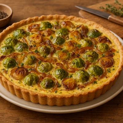 Rosenkohl-Tarte mit karamellisierten Zwiebeln