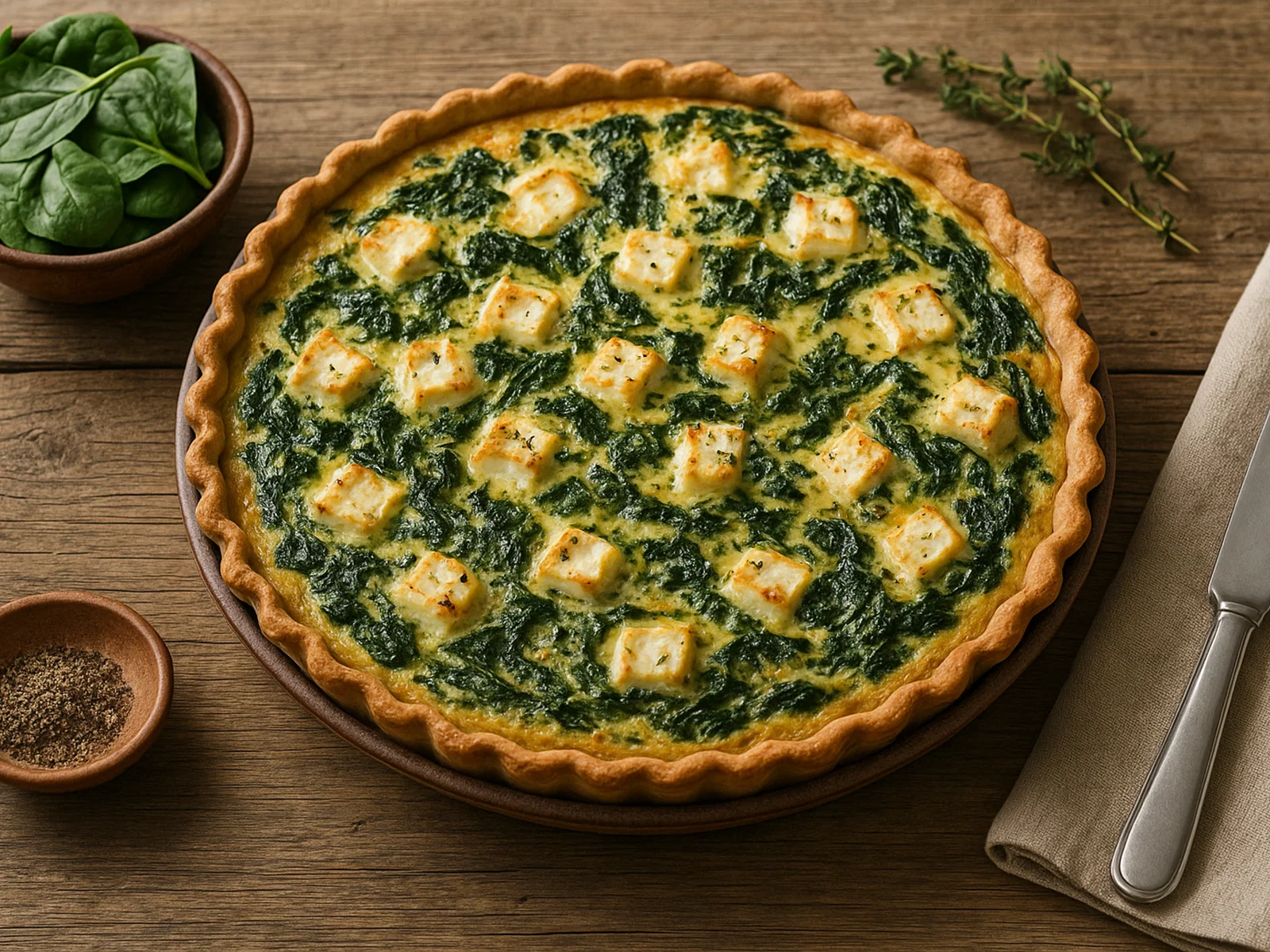 Quiche mit Spinat und Schafskäse