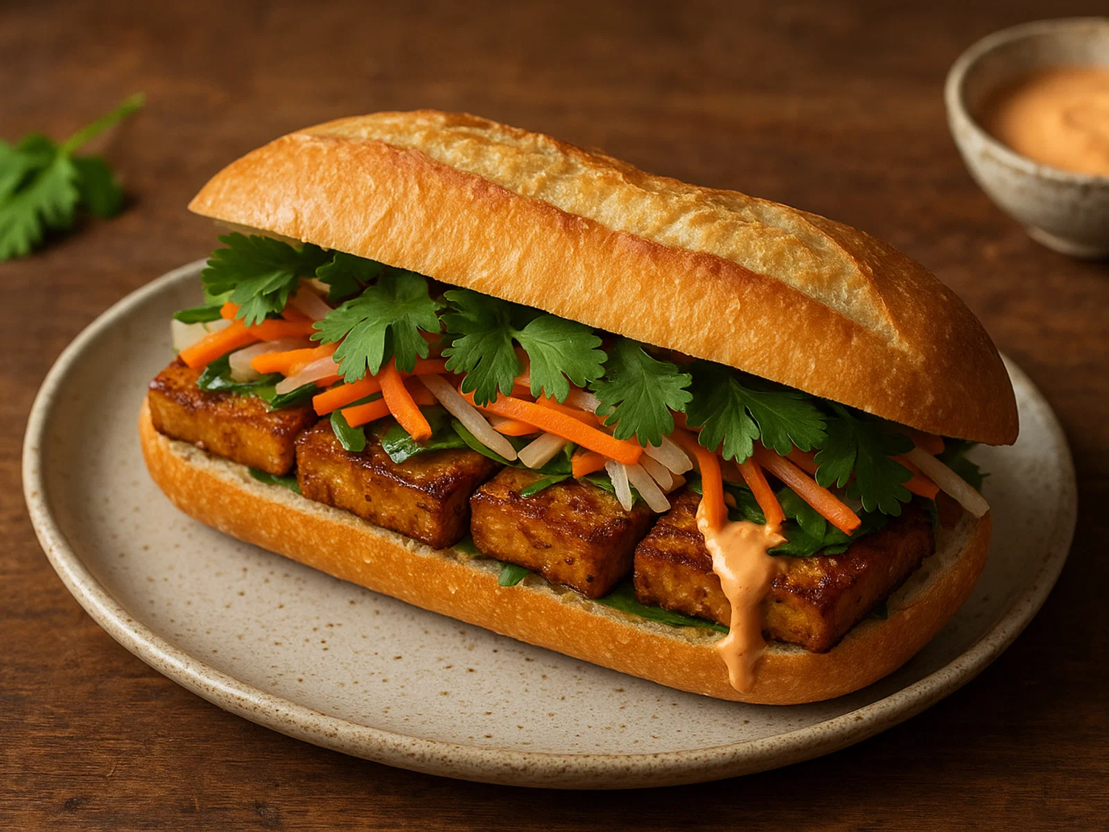Asiatisches Tofu-Bánh-Mì-Sandwich