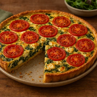 Tomaten-Quiche mit Feta und Spinat