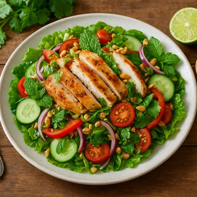 Thailändischer Hähnchensalat mit Limetten-Chili-Dressing