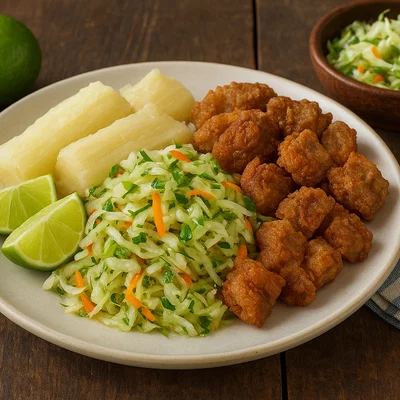 Vigorón – Nicaraguanischer Kohl-Limetten-Salat mit Yuca und Schweineschwarten