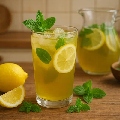 Erfrischende Grüne-Tee-Limonade mit Zitrone und Minze