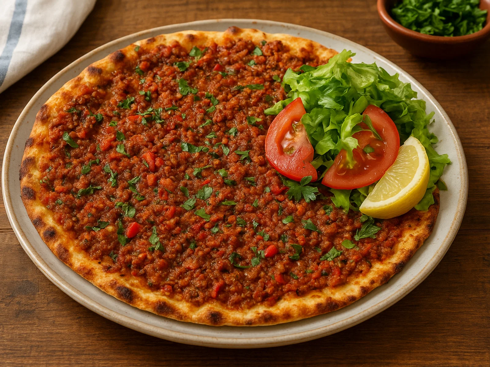 Hausgemachtes Lahmacun (Türkische Pizza)