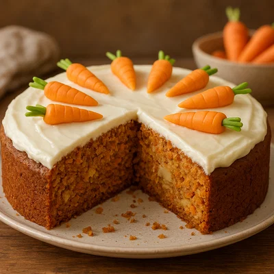 Saftiger Rüblikuchen mit Marzipan und Frischkäseglasur