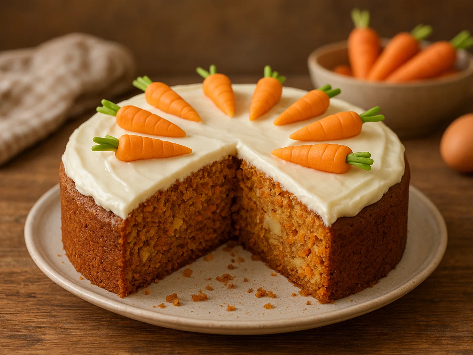 Saftiger Rüblikuchen mit Marzipan und Frischkäseglasur