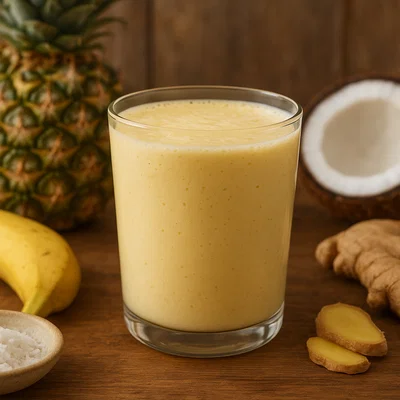 Fruchtiger Ananas-Ingwer-Smoothie mit Kokos