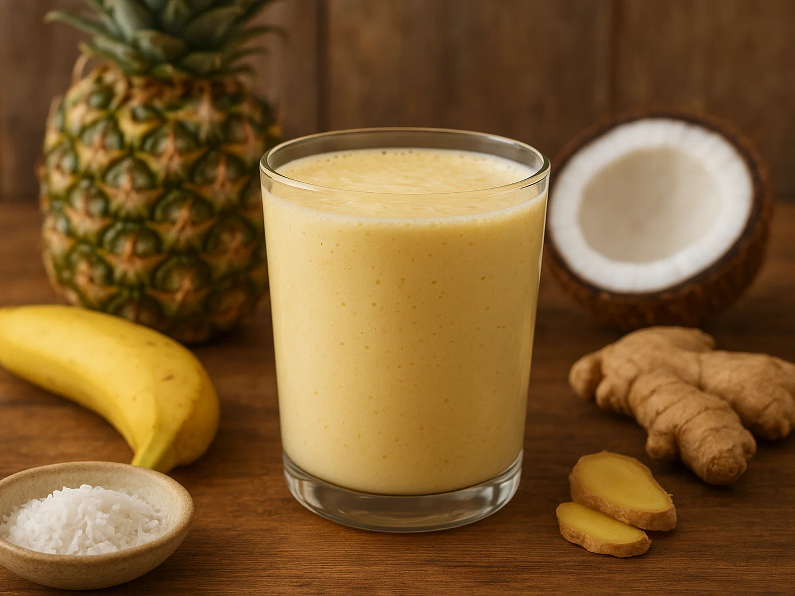 Fruchtiger Ananas-Ingwer-Smoothie mit Kokos