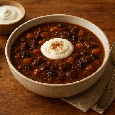 Estnische Leivasupp (Süße Brotsuppe mit Trockenfrüchten)