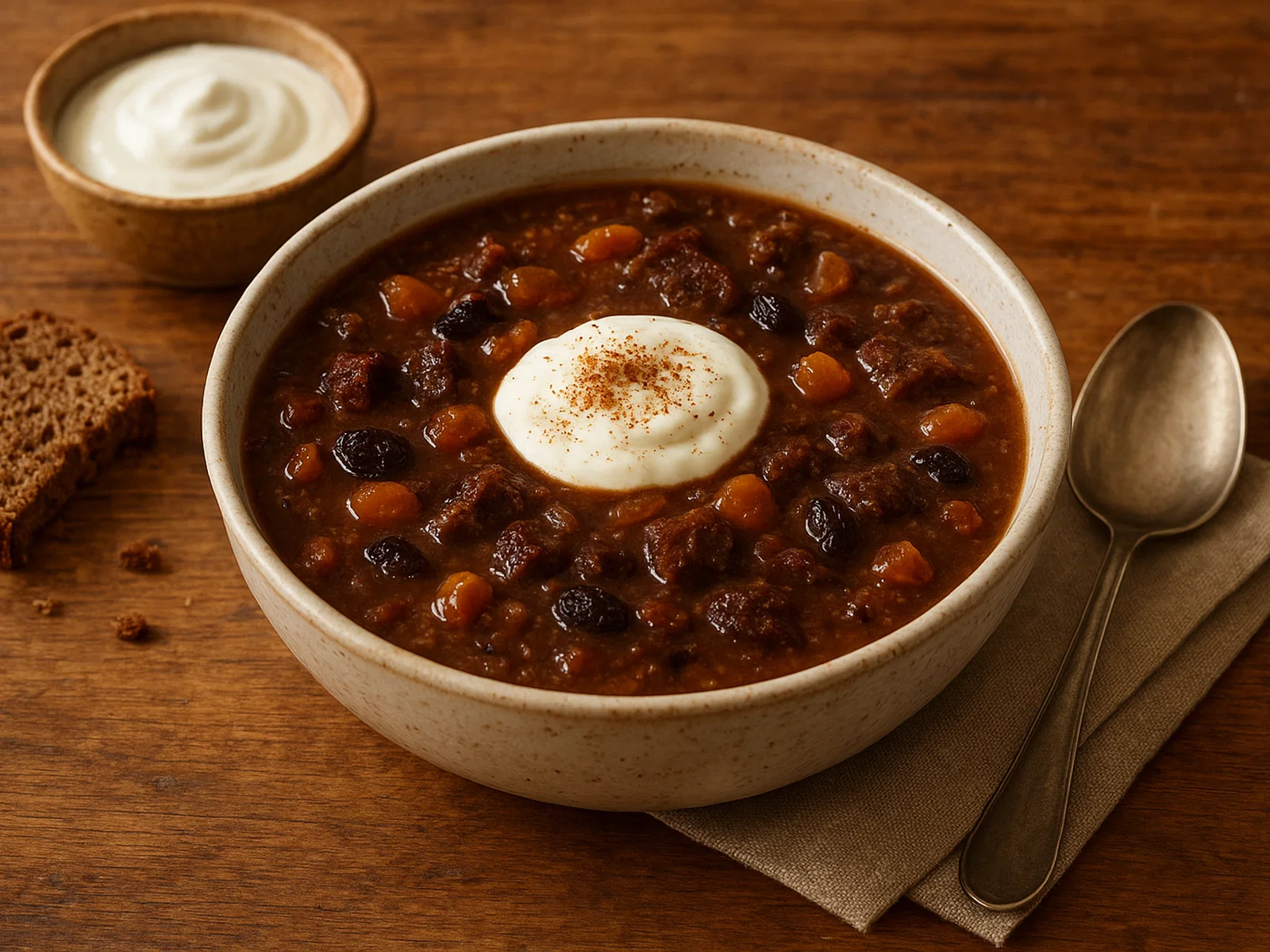 Estnische Leivasupp (Süße Brotsuppe mit Trockenfrüchten)