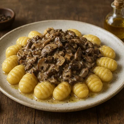 Gnocchi mit cremigem Pilzragout und Trüffelöl