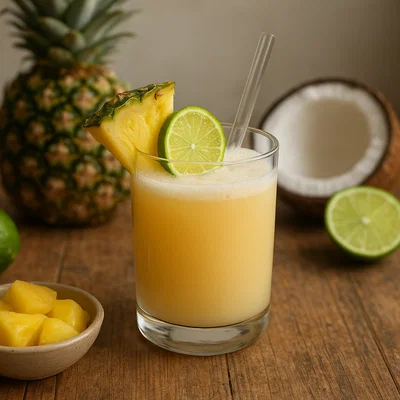 Tropischer Ananas-Punsch mit Kokos und Limette