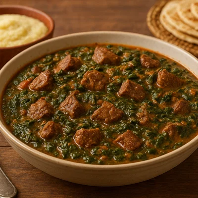 Moroho – Afrikanischer Spinateintopf mit Rindfleisch