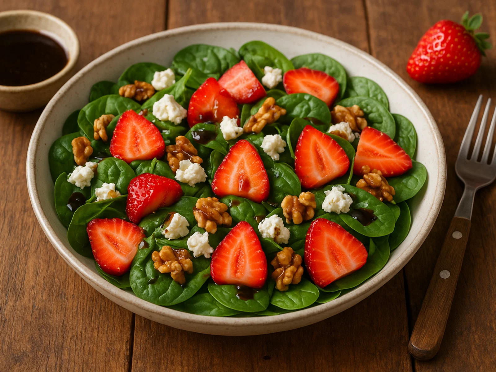 Erdbeer-Spinat-Salat mit Balsamico-Vinaigrette