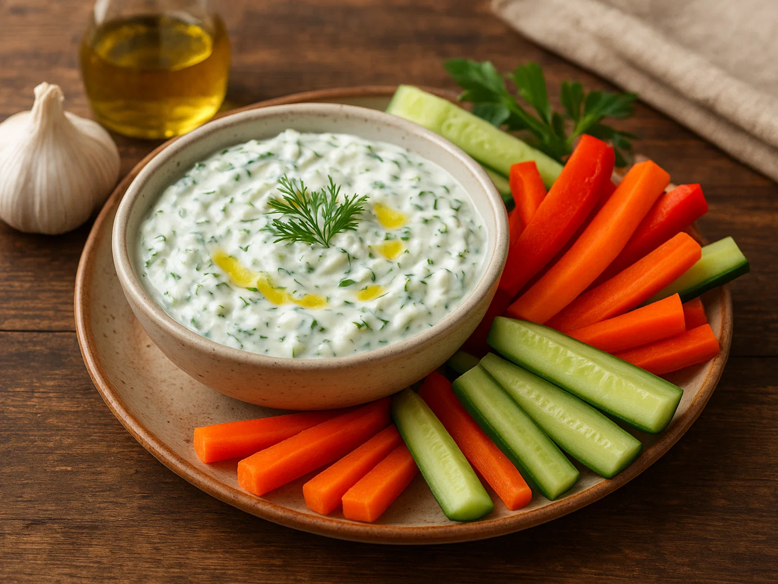 Tzatziki mit Gemüse-Sticks