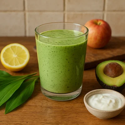 Herzhafter Bärlauch-Smoothie mit Avocado und Joghurt