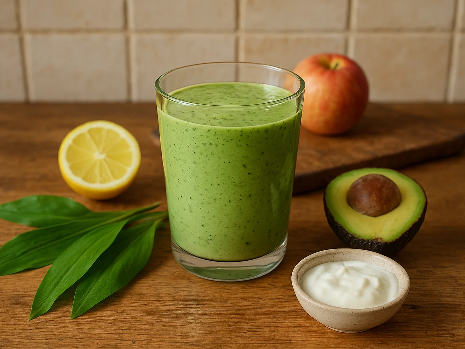 Herzhafter Bärlauch-Smoothie mit Avocado und Joghurt