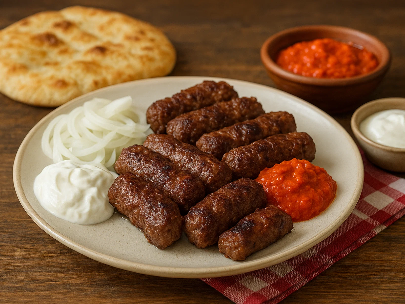 Kebapči (hausgemachte Cevapcici vom Grill)