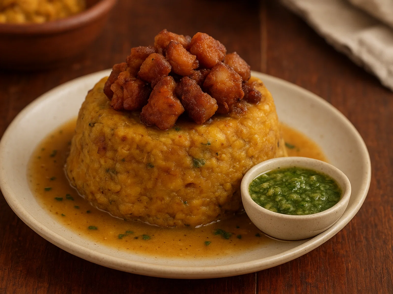 Mofongo mit knusprigem Schweinefleisch (Puerto Rico)