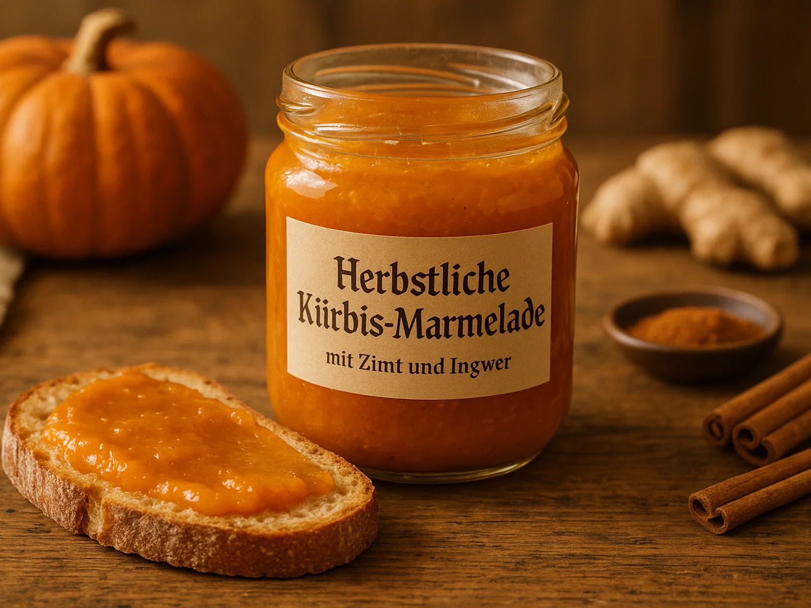 Herbstliche Kürbis-Marmelade mit Zimt und Ingwer
