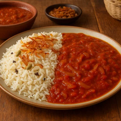 Bariis iyo Suugo – Somalischer Gewürzreis mit Tomatensauce