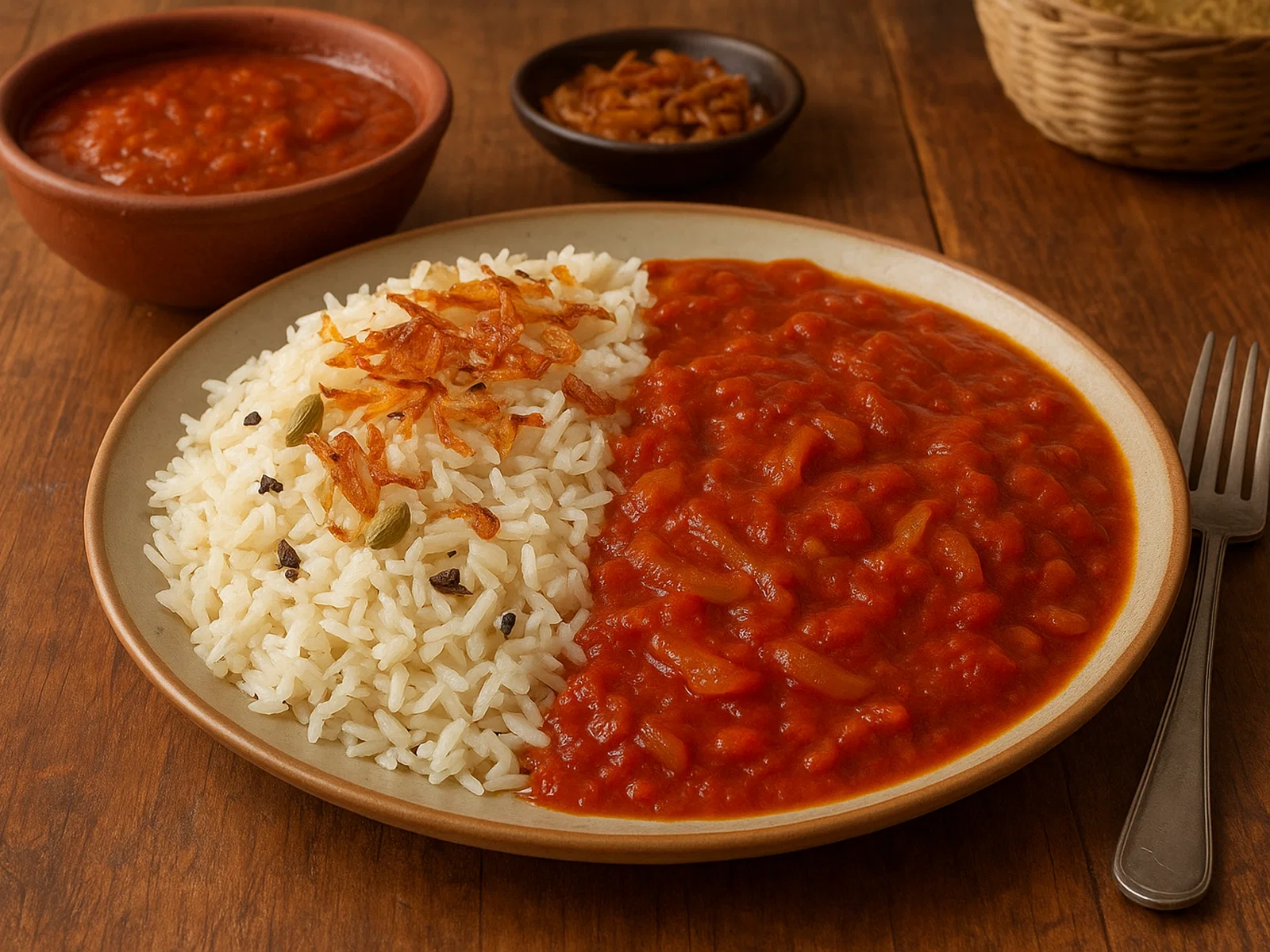 Bariis iyo Suugo – Somalischer Gewürzreis mit Tomatensauce