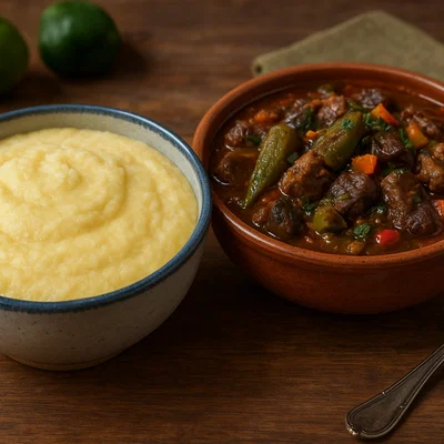 Karibischer Fungee mit würzigem Pepperpot-Eintopf