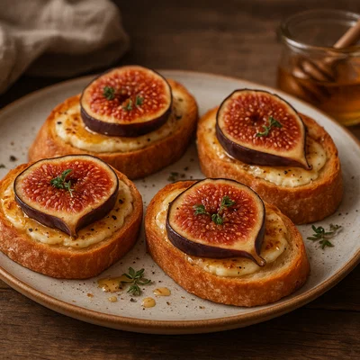 Karamellisierte Ziegenkäse-Crostini mit Feigen
