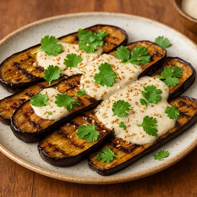 Gegrillte Auberginen mit Tahini-Soße