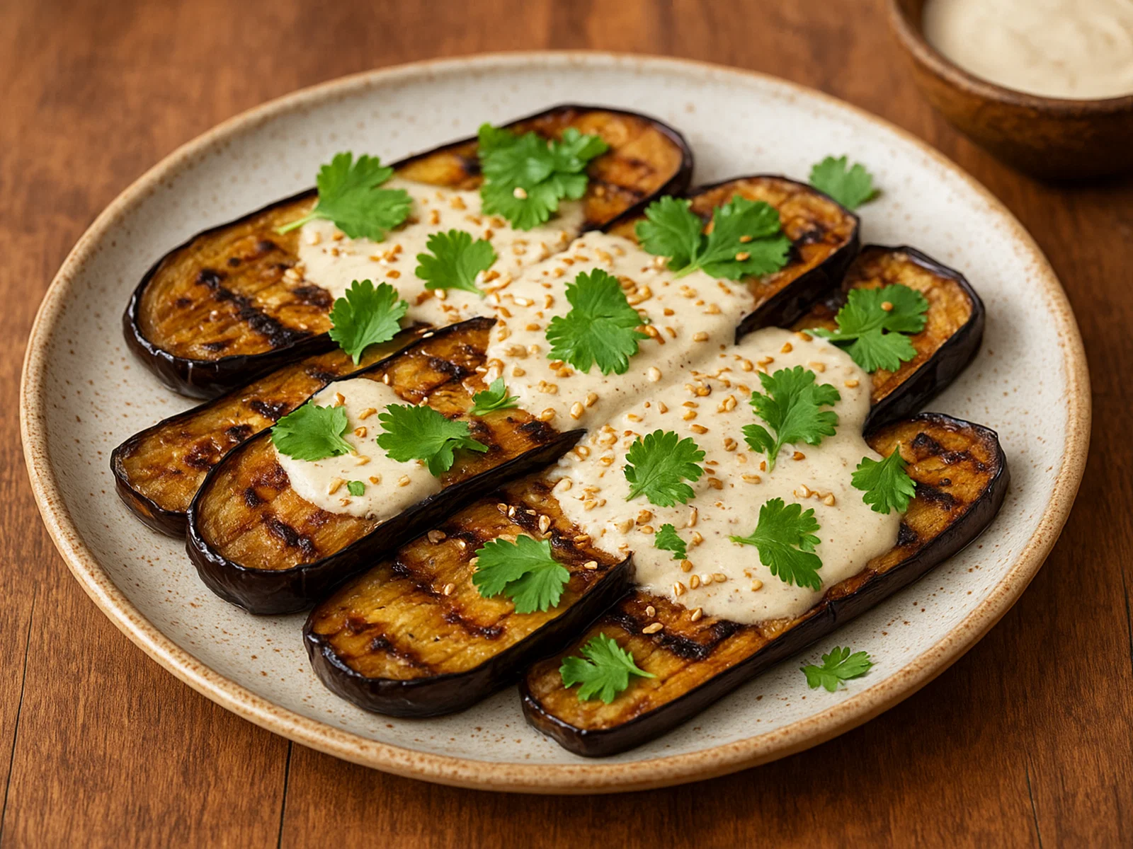Gegrillte Auberginen mit Tahini-Soße