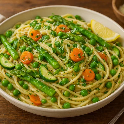 Pasta Primavera mit Frühlingsgemüse