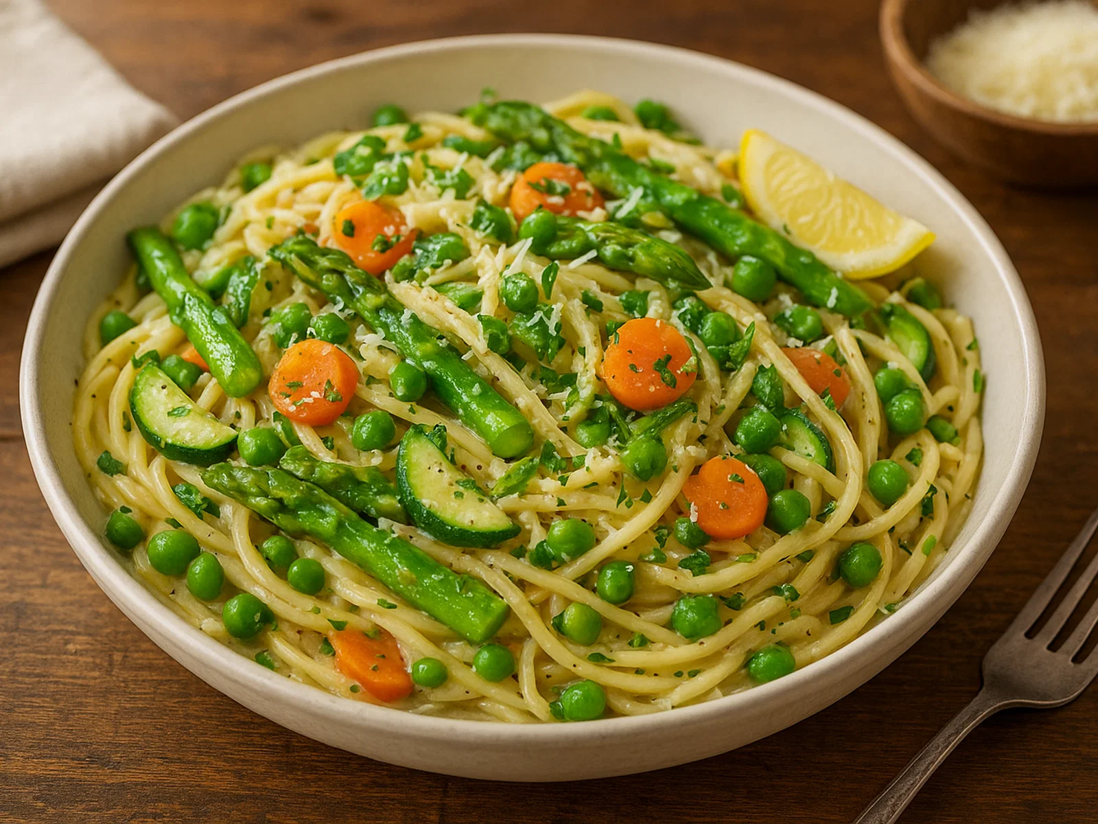 Pasta Primavera mit Frühlingsgemüse