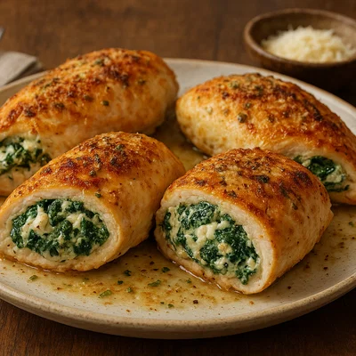 Gefüllte Hähnchenbrust mit Spinat und Ricotta