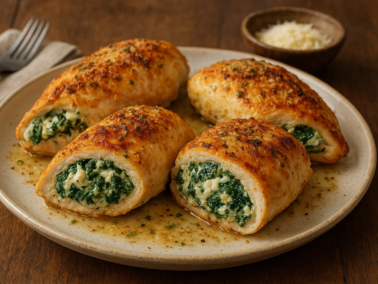 Gefüllte Hähnchenbrust mit Spinat und Ricotta