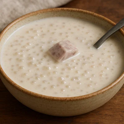Cremige Taro-Tapioka-Suppe mit Kokosmilch
