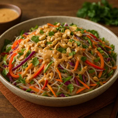 Asiatischer Glasnudelsalat mit cremiger Erdnusssauce