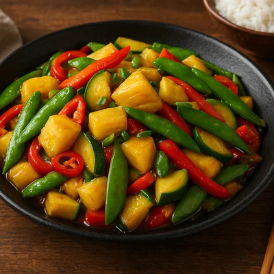 Stir-Fry mit tropischem Gemüse und Ananas