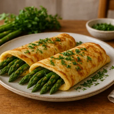 Spargel-Pfannkuchen mit frischen Kräutern