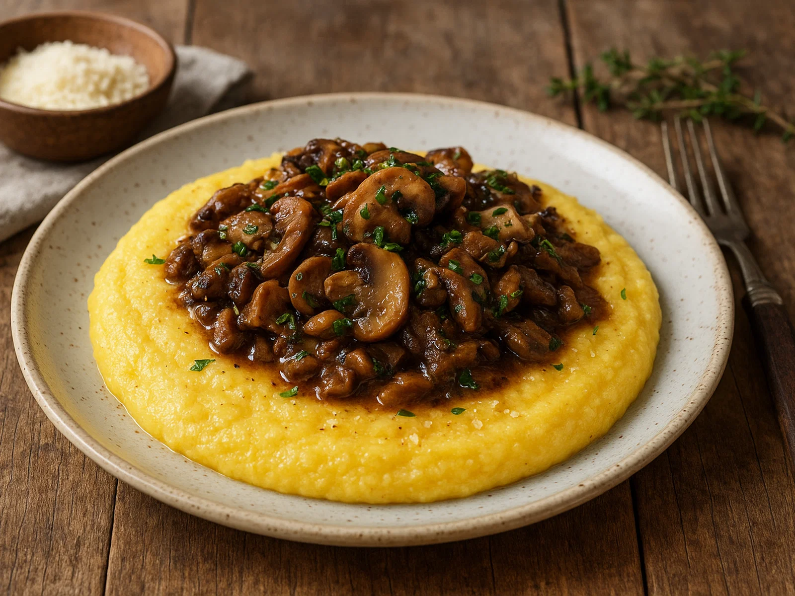 Cremige Polenta mit Pilzragout