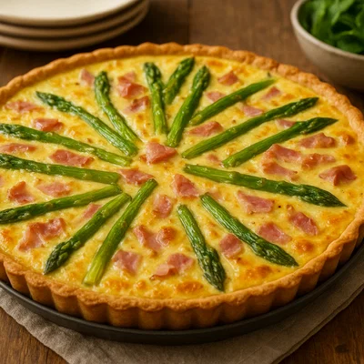 Spargelquiche mit Schinken und Emmentaler