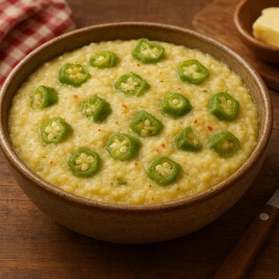 Klassischer karibischer Coucou (Mais-Okra-Brei)