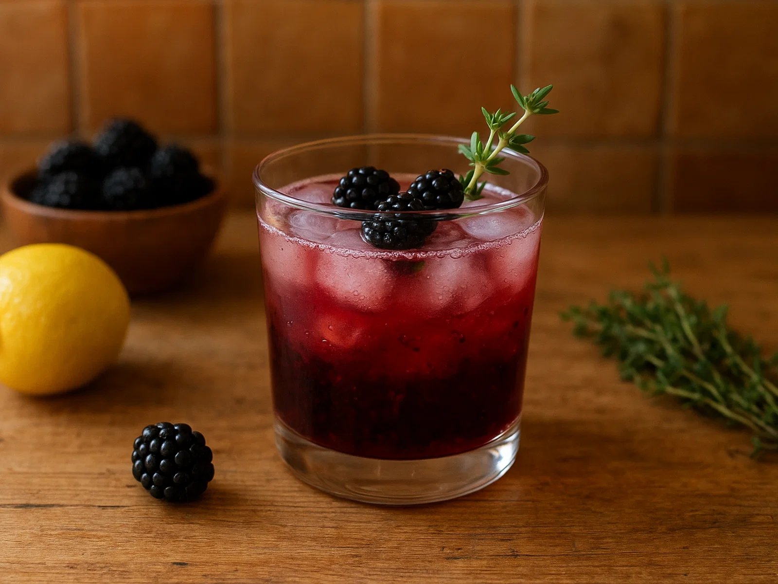 Brombeer-Thymian-Cocktail