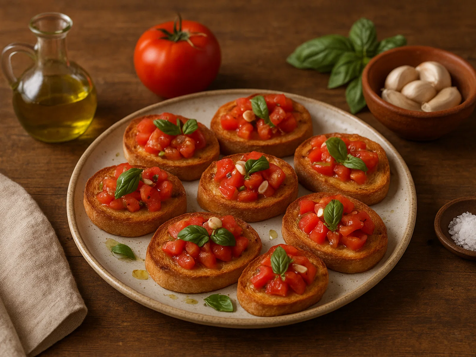 Crostini Sammarinesi mit Tomate, Knoblauch und Basilikum