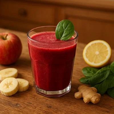 Rote‑Bete-Smoothie mit Apfel, Banane und Spinat