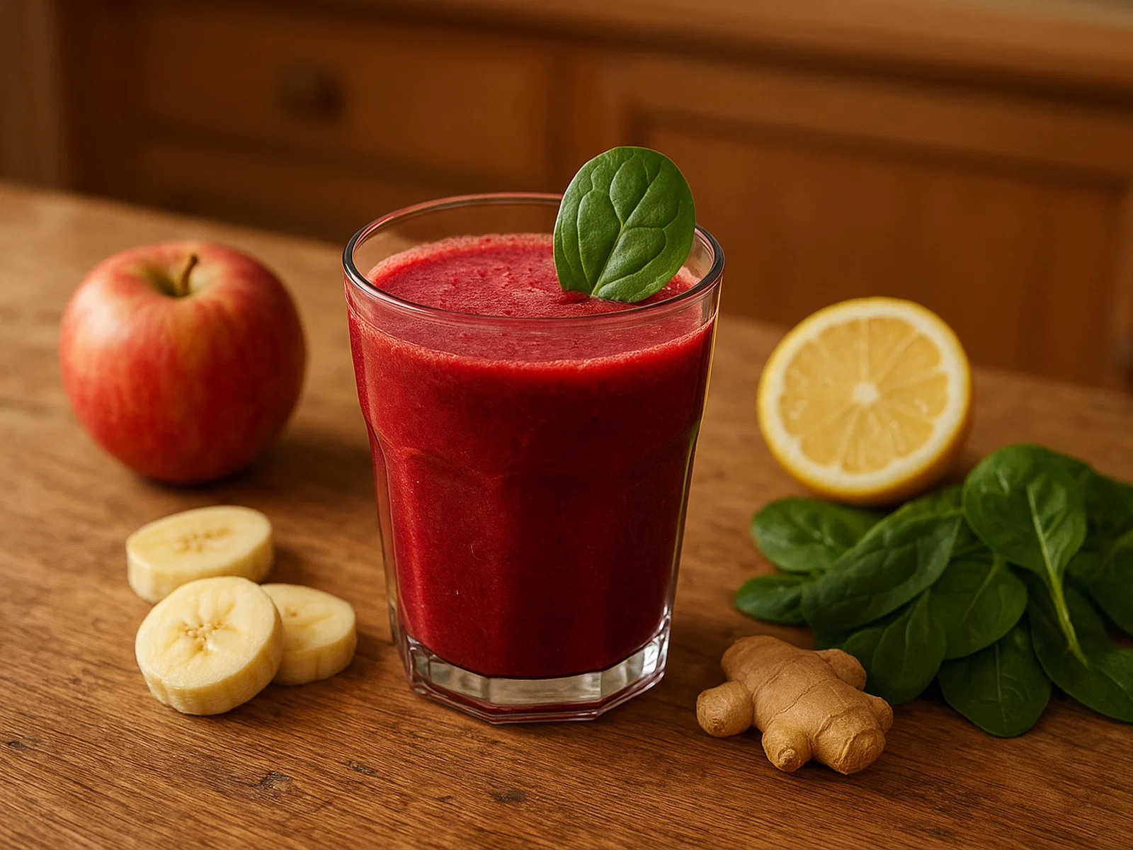Rote‑Bete-Smoothie mit Apfel, Banane und Spinat