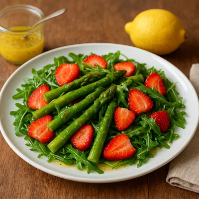 Spargel-Salat mit Erdbeeren und Rucola